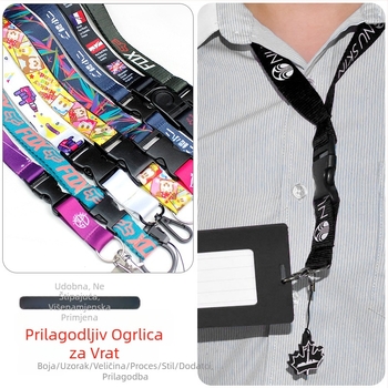 Lanyard s džepom za karticu, poliester, toplinski prijenos na pletenoj traci, otisak logotipa, poslovni stil/OL, model YH20250725