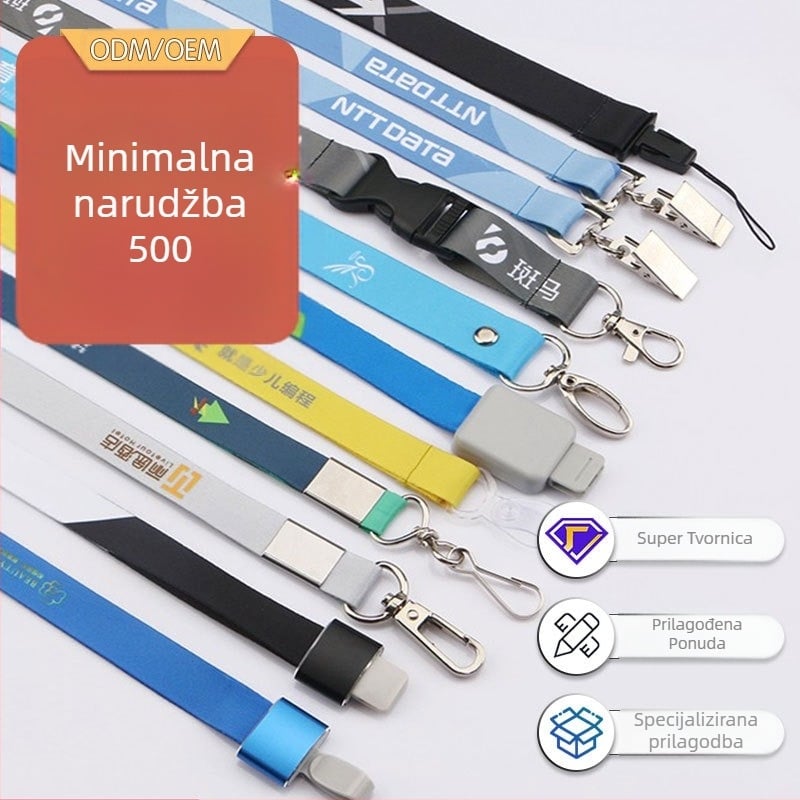 Lanyard s džepom za karticu, poliester, toplinski prijenos na pletenoj traci, otisak logotipa, poslovni stil/OL, model YH20250725
