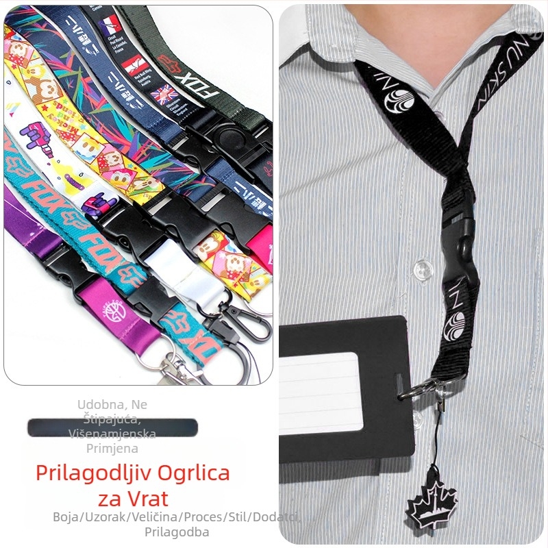 Lanyard s džepom za karticu, poliester, toplinski prijenos na pletenoj traci, otisak logotipa, poslovni stil/OL, model YH20250725