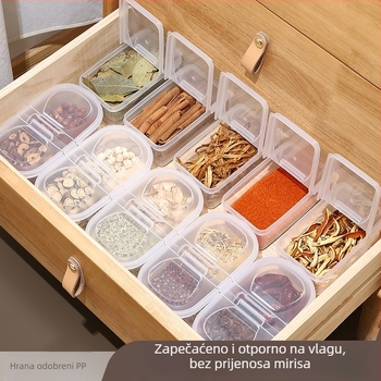 Plastična kutija za začine s pretincima, zatvara se, za čvrste začine — YQ