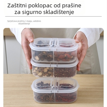 Plastična kutija za začine s pretincima, zatvara se, za čvrste začine — YQ