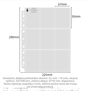 Refil za bilježnicu s 9 kvadratnih kartica, PP unutarnje stranice, 10 listova, 3 rupe