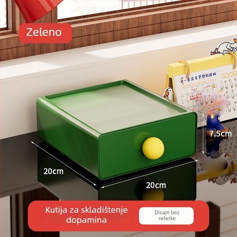 Spremnik za stolno skladištenje s tipom ladice, slaganje, s kliznim poklopcem – PP plastika, 2 odjeljka, za učenje