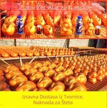 Gipsano zlatno jaje za proslavu Godine zeca, ručna izrada, 15 cm visine, paket od 100 komada, prilagođeni logo