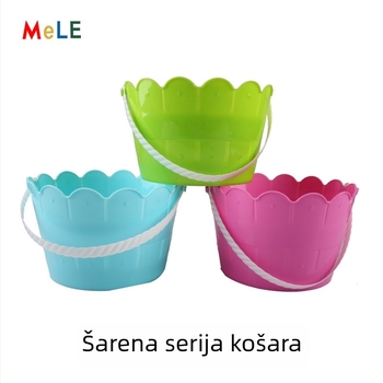 Plastična uskrsna košara s čipkastim rubom, oblik kante