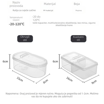 Plastična kutija za začine s podijeljenim pretincima i poklopcem, japanskog stila, za čvrste začine