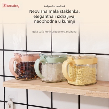 Revitalization kvadratna staklena posuda za začine za čvrste začine, s otisnutim logom i mogućnošću prilagodbe.