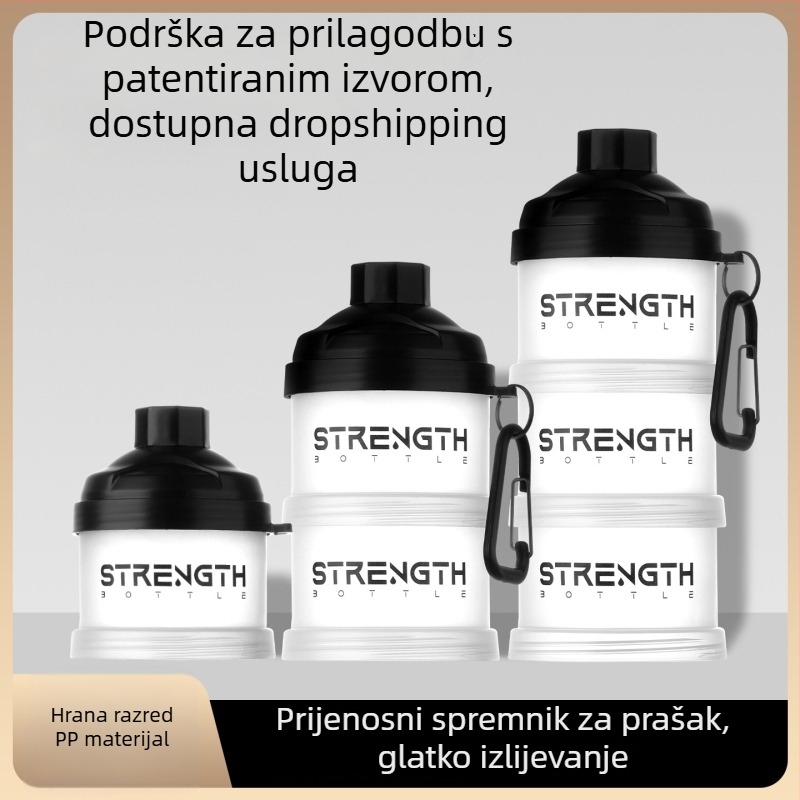 Prijenosna cilindrična kutija od PP s lijevakom za proteinski prašak, 95 g, pakiranje 60 kom.