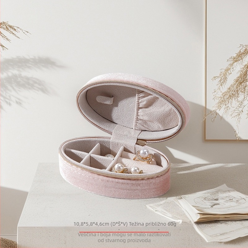 Ovalna kutija za pohranu prstena s baršunastim unutarnjim dijelom, prijenosna putna kutija — Materijal: kompozitni materijali; Pakiranje: kutija; Namjena: pakiranje prstena; Marka: For beauty