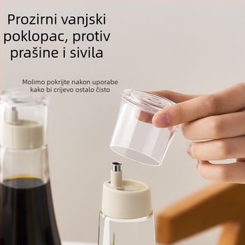 Bočica za ulje s poklopcem — otporna na prašinu, prozorno staklo, moderni minimalistički dizajn (proljeće 2024)