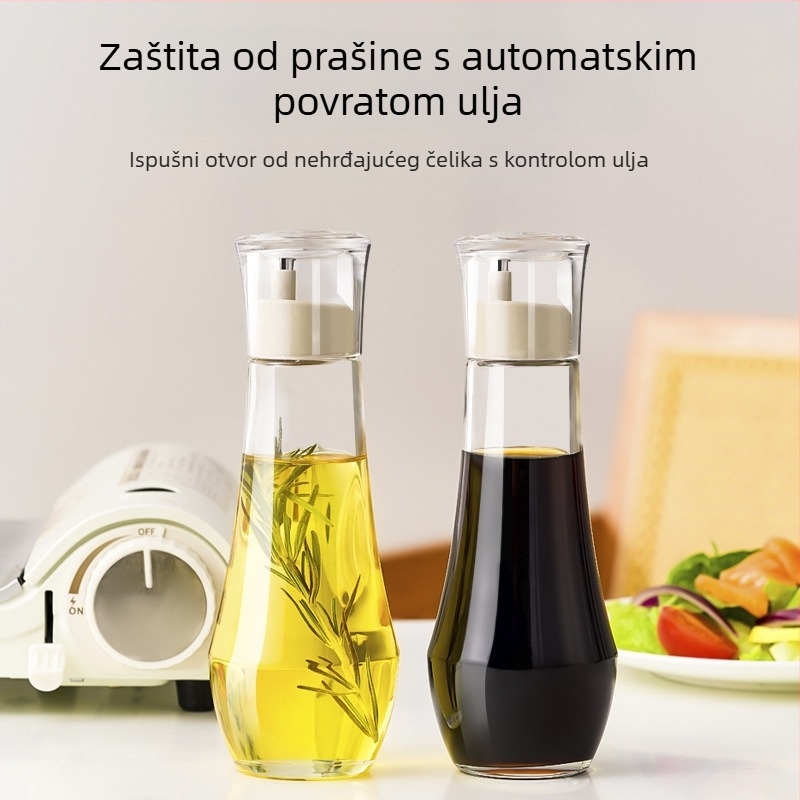 Bočica za ulje s poklopcem — otporna na prašinu, prozorno staklo, moderni minimalistički dizajn (proljeće 2024)