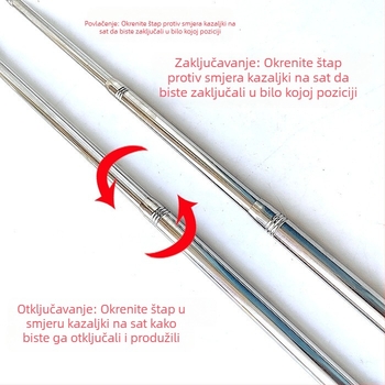 Nehrđajući čelični teleskopski štap za mrežu za ribolov, produženi, višenamjenski s pozicioniranjem, sklopiva mrežna palica