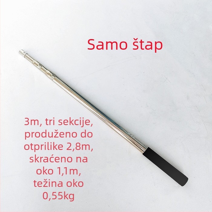 Nehrđajući čelični teleskopski štap za mrežu za ribolov, produženi, višenamjenski s pozicioniranjem, sklopiva mrežna palica