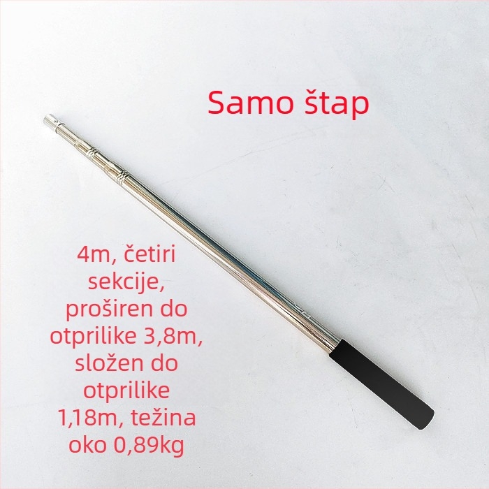Nehrđajući čelični teleskopski štap za mrežu za ribolov, produženi, višenamjenski s pozicioniranjem, sklopiva mrežna palica