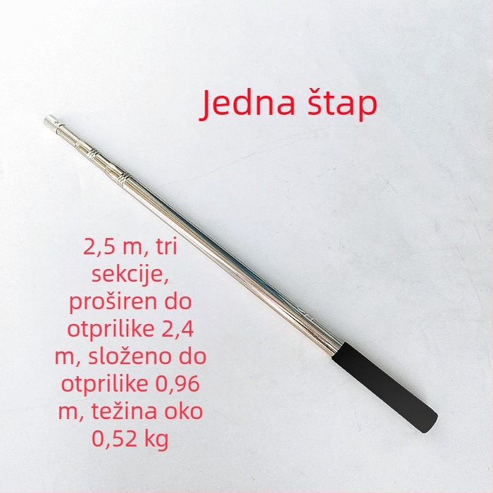 Nehrđajući čelični teleskopski štap za mrežu za ribolov, produženi, višenamjenski s pozicioniranjem, sklopiva mrežna palica