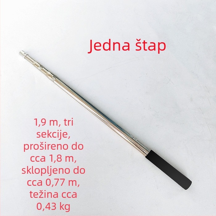 Nehrđajući čelični teleskopski štap za mrežu za ribolov, produženi, višenamjenski s pozicioniranjem, sklopiva mrežna palica