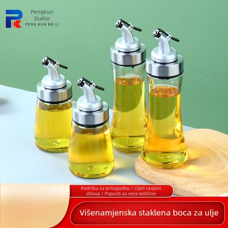Bočica ulja od nehrđajućeg čelika, konusnog oblika, s pritiskom za raspršivanje, moderan minimalistički stil