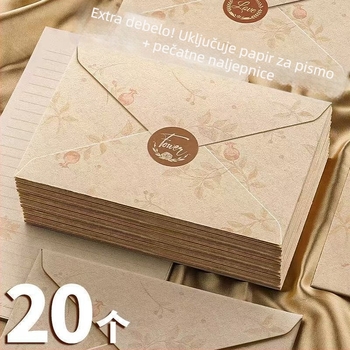 Set papira za pisma s prozorom – Kraft papir, romantične ručno pisana pisma, razglednice i čestitke