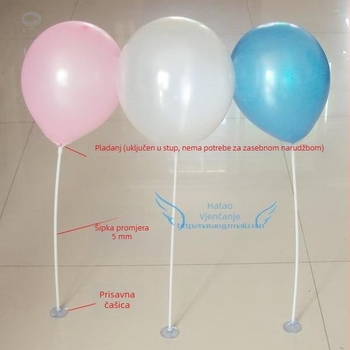Držač balona sa snažnim usisnim čepom, srcolita osnova; materijal: aluminijska folija; tip balona: igračka
