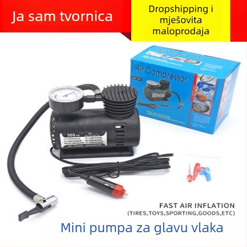 12V prijenosna pumpa za zrak za automobil, 120W, 70 L/min, kabel dužine 3 m, napajanje preko cigaretne utičnice