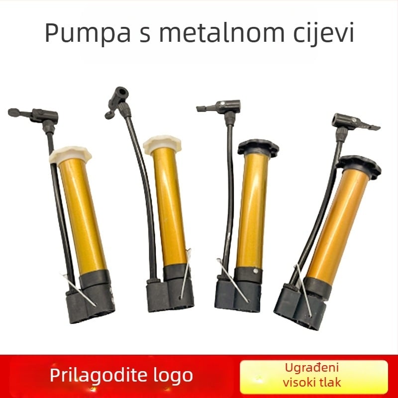 Ručna pumpa za bicikle i košarkaške lopte – metalno tijelo, model 003, mlaznica s elegantnim otvorom.