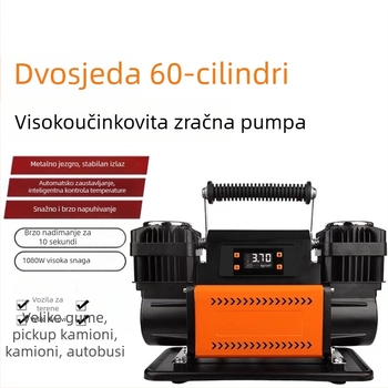 Automobilska pumpa za zrak s dvostrukim cilindrima, digitalni prikaz, 12V, 280W+, 60 L/min