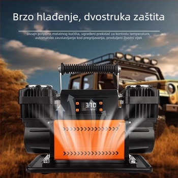 Automobilska pumpa za zrak s dvostrukim cilindrima, digitalni prikaz, 12V, 280W+, 60 L/min