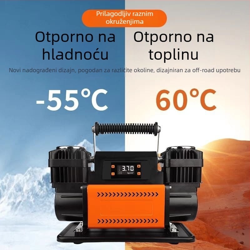 Automobilska pumpa za zrak s dvostrukim cilindrima, digitalni prikaz, 12V, 280W+, 60 L/min