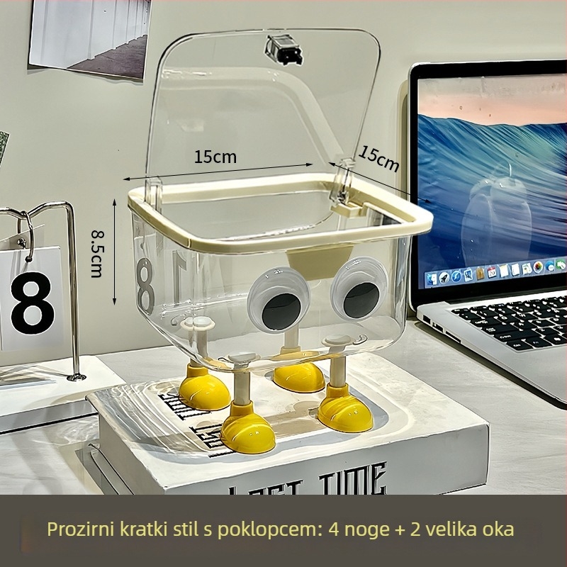 Kutija za pohranu na stolu s poklopcem, otporna na prašinu i stohoviva, 2L, PS plast