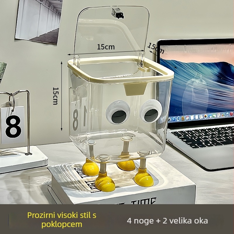 Kutija za pohranu na stolu s poklopcem, otporna na prašinu i stohoviva, 2L, PS plast
