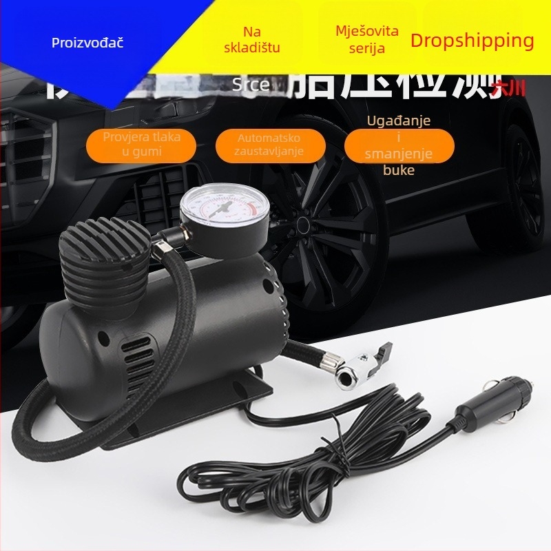 12V mini kompresor za auto gume, ABS plastika, 220W, 70 L/min, digitalni zaslon, kabel dužine 3 m