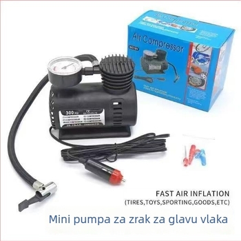 Prijenosna automobilska pumpa za zrak s manometrom, 12V, 80W, kabel 3 m, 70 L/min, brzo napuhavanje