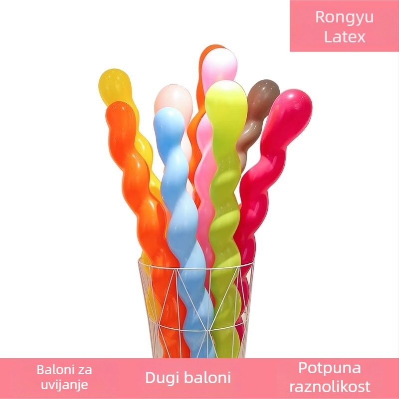 Lateksni dekorativni balon s dugim trakastim oblikom i vlaknastim dizajnom