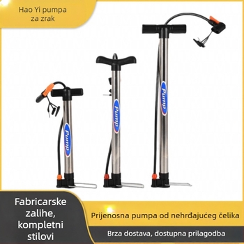Ručni visokotlačni inflator za bicikle, aluminijsko tijelo, 3 adaptera za mlaznice