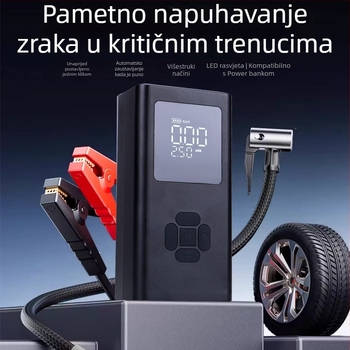 Prijenosni USB naduvavač pneu, 12V izvor, dvostruki cilindar, 30 L/min protok zraka, digitalni LCD zaslon