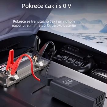 Prijenosni USB naduvavač pneu, 12V izvor, dvostruki cilindar, 30 L/min protok zraka, digitalni LCD zaslon