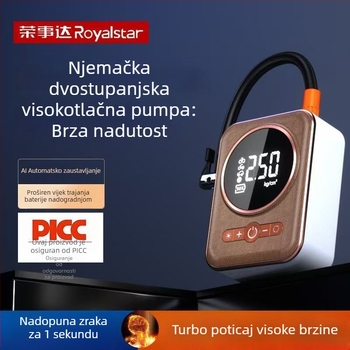 Pumpa za zrak za auto i motocikl – bežična hitna pumpa s digitalnim zaslonom, 12V, 80W, protok zraka 35 L/min, iznimno brzo nadimanje