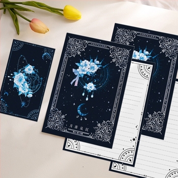 Paper Sutra set za pisanje — 4 kuverte i 4 listova, bijela goveda koža, kreativni stil