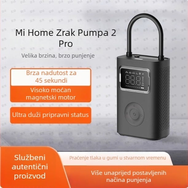 Prijenosna pumpa za auto, kompatibilna s Mijia 2Pro, ABS kućište, 12V, 80W, USB napajanje, jednostruki cilindar, pokazivački zaslon, 5–20 minuta kontinuiranog rada