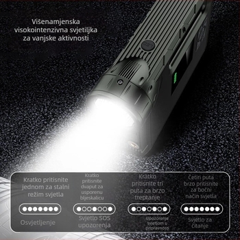 Automobilska hitna prijenosna baterija s integriranom pumpom za zrak - 14.8V baterija, 1000A vršna struja, 60 cm crijevo za napuhavanje, 70 L/min, digitalni zaslon