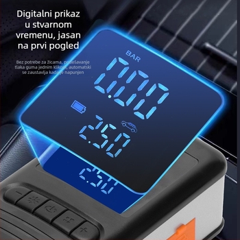 Automobilska prijenosna bežična pumpa za zrak s digitalnim prikazom, visokotlačna, 12V, 80W, protok zraka 30 L/min