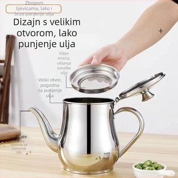 Posuda za ulje od nehrđajućeg čelika s filtrirajućom mrežicom za odvajanje i skladištenje ulja; višenamjenska bočica za začine