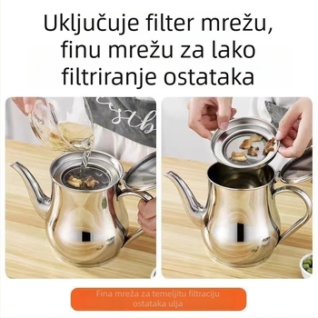 Posuda za ulje od nehrđajućeg čelika s filtrirajućom mrežicom za odvajanje i skladištenje ulja; višenamjenska bočica za začine