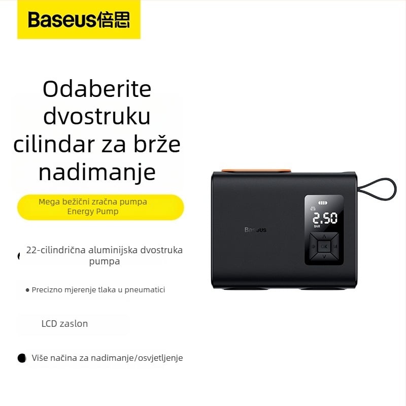 Baseus automatska pumpa za automobil, dvostrukog cilindra, USB punjenje, 12V, 220W