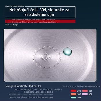 Spremnik za ulje od nehrđajućeg čelika sa filtrom, kuhinjski spremnik za ulje 304