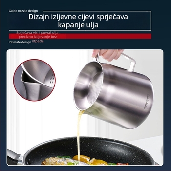 Spremnik za ulje od nehrđajućeg čelika sa filtrom, kuhinjski spremnik za ulje 304