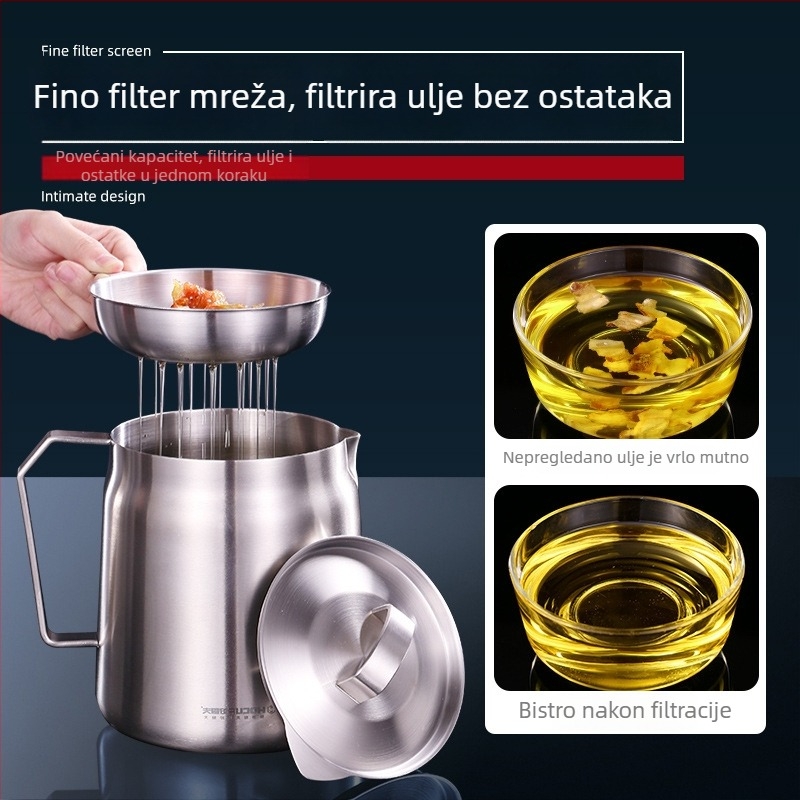 Spremnik za ulje od nehrđajućeg čelika sa filtrom, kuhinjski spremnik za ulje 304