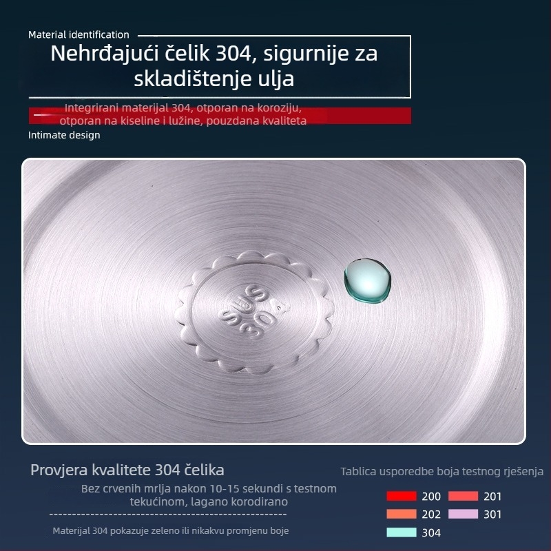 Spremnik za ulje od nehrđajućeg čelika sa filtrom, kuhinjski spremnik za ulje 304