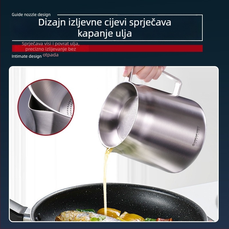 Spremnik za ulje od nehrđajućeg čelika sa filtrom, kuhinjski spremnik za ulje 304