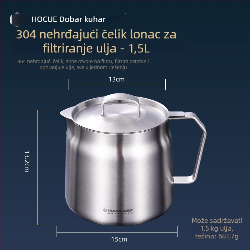 Spremnik za ulje od nehrđajućeg čelika sa filtrom, kuhinjski spremnik za ulje 304